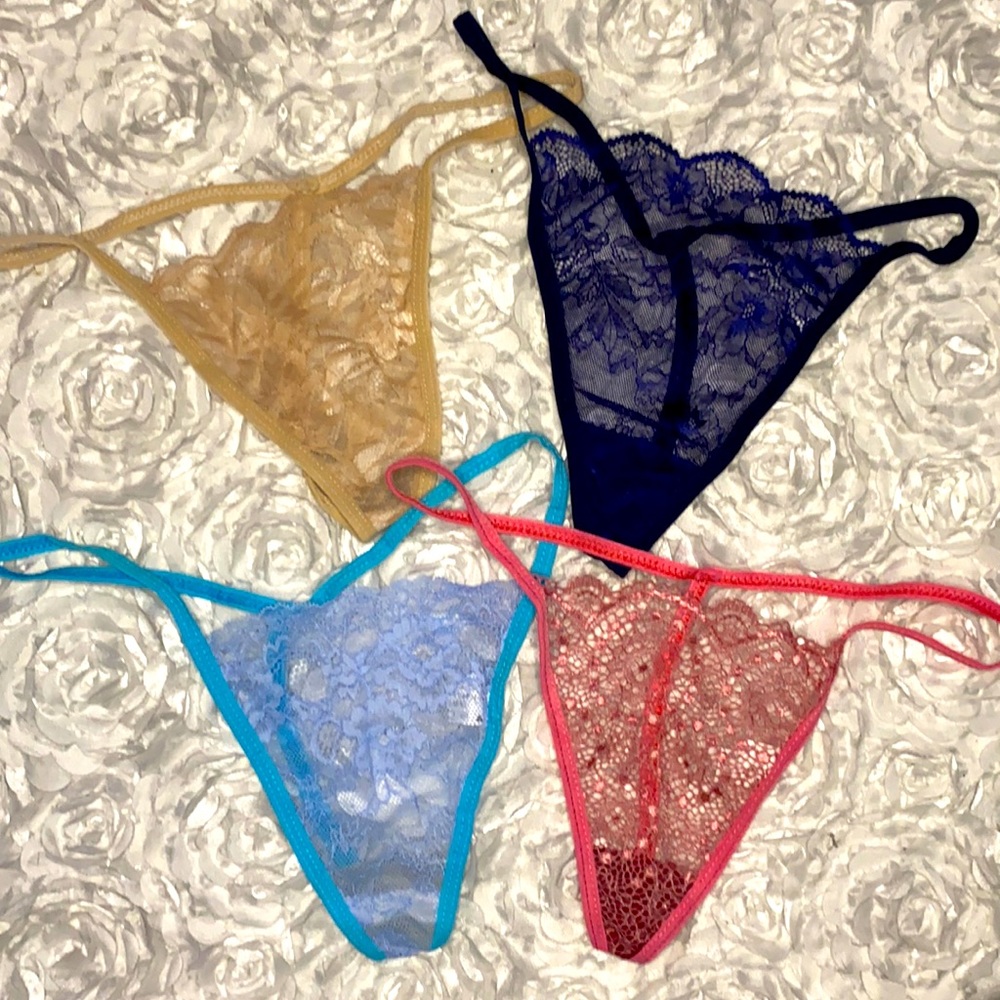 New bundle of 4 g string lace panties size large